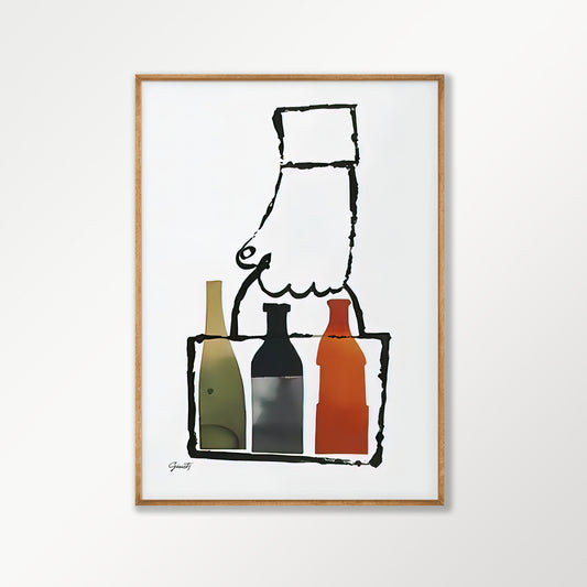 Bouteilles de Vin Wine in Tasmanian Oak Frame | Atollo Printshop