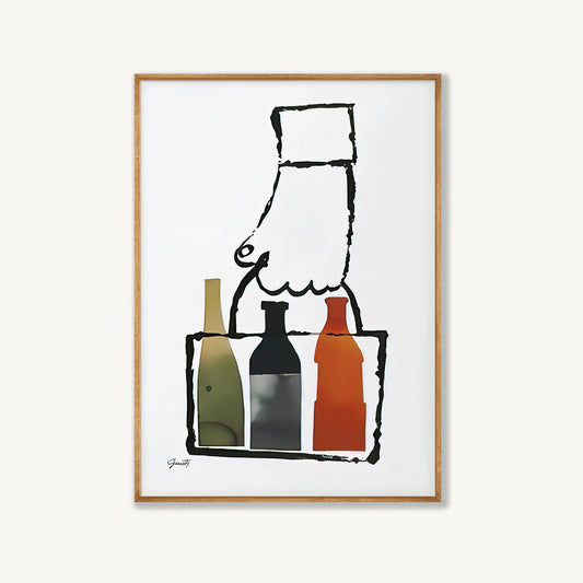Bouteilles de Vin Wine in Tasmanian Oak Frame | Atollo Printshop