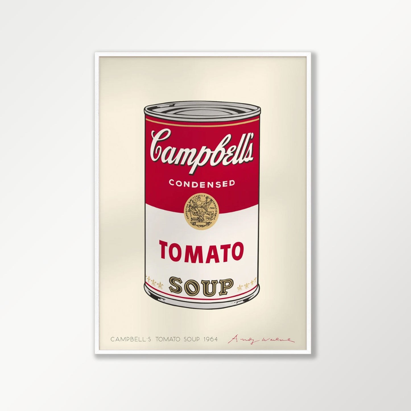 Andy Warhol – Campbells Soup Exhibition Poster in Matte White Frame | Atollo Printshop