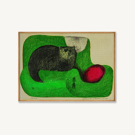 Cat On Sofa Abstract in Tasmanian Oak Frame | Atollo Printshop