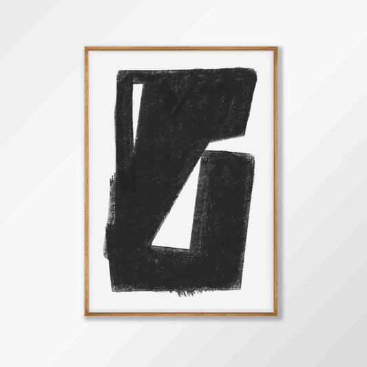 Charcoal Etching Abstract in Tasmanian Oak Frame | Atollo Printshop