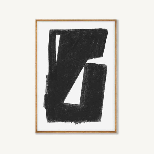 Charcoal Etching Abstract in Tasmanian Oak Frame | Atollo Printshop