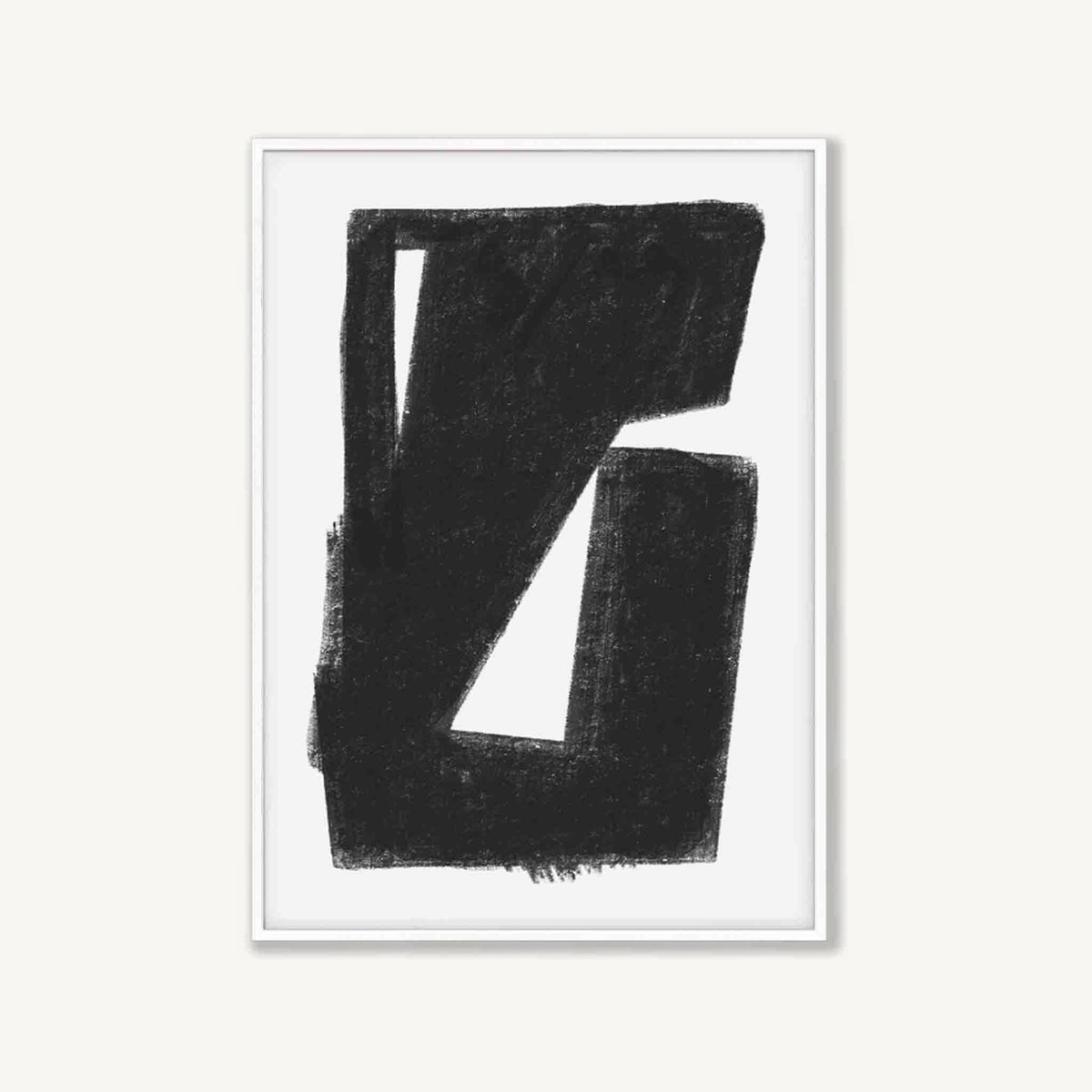 Charcoal Etching Abstract in Matte White Frame | Atollo Printshop