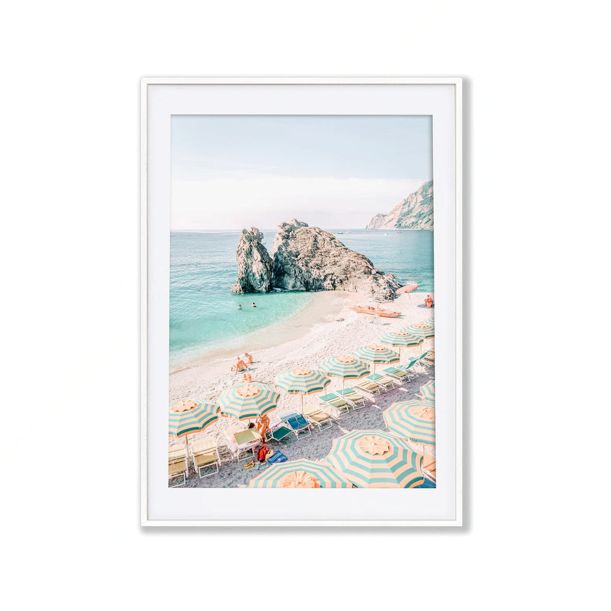 Cinque Terre Beach in Matte White Frame | Atollo Printshop