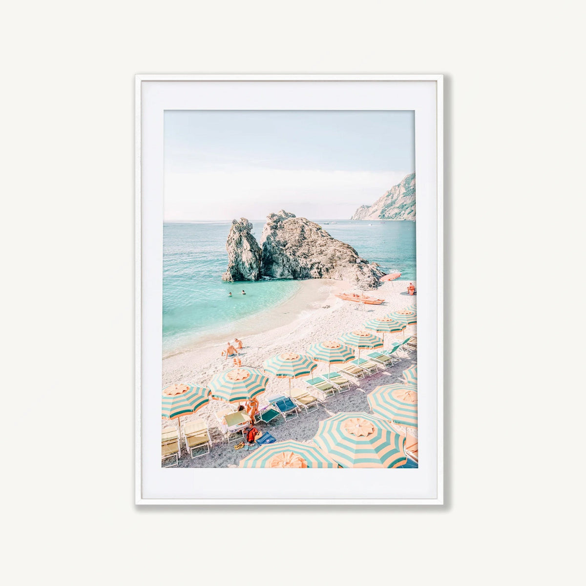 Cinque Terre Beach in Matte White Frame | Atollo Printshop