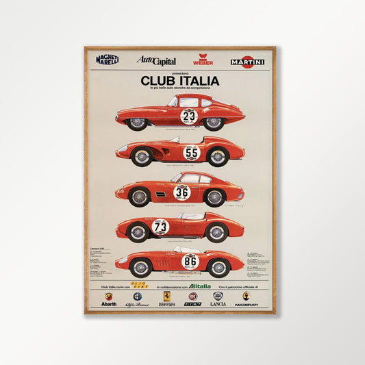 Club Italia Vintage Advertising in Tasmanian Oak Frame | Atollo Printshop