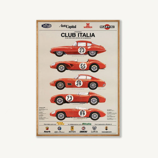 Club Italia Vintage Advertising in Tasmanian Oak Frame | Atollo Printshop