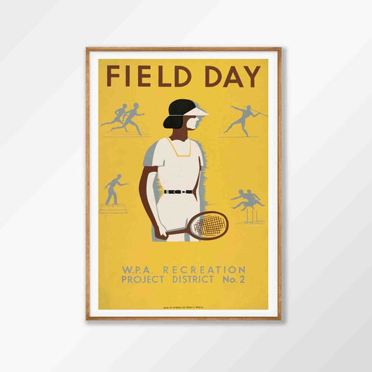 Field Day Vintage Tennis in Tasmanian Oak Frame | Atollo Printshop