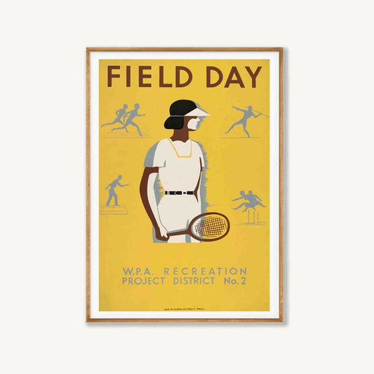 Field Day Vintage Tennis in Tasmanian Oak Frame | Atollo Printshop