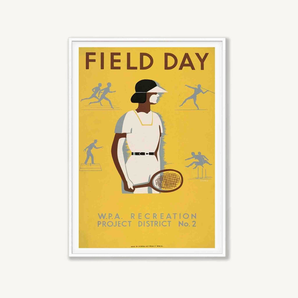 Field Day Vintage Tennis in Matte White Frame | Atollo Printshop