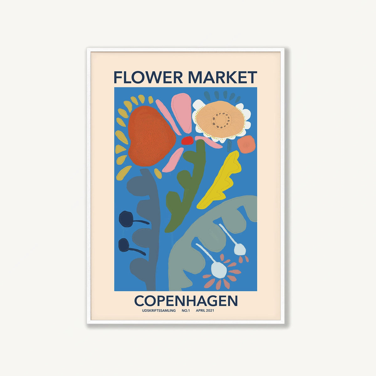 Flower Market Copenhagen in Matte White Frame | Atollo Printshop