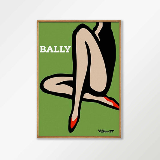 Green Legs for Bally by Bernard Villemot in Tasmanian Oak Frame | Atollo Printshop