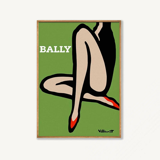 Green Legs for Bally by Bernard Villemot in Tasmanian Oak Frame | Atollo Printshop