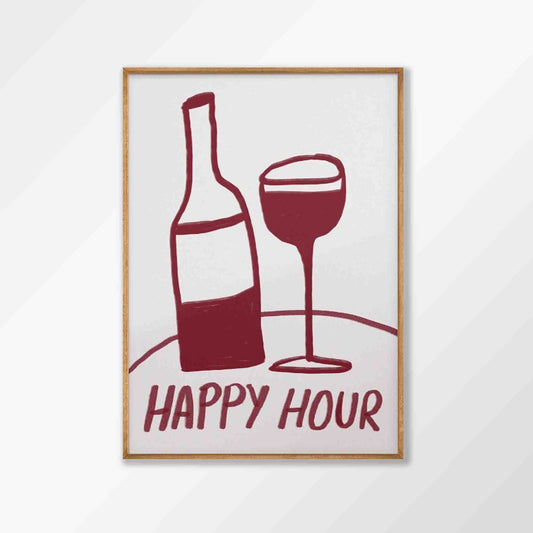 Happy Hour Wine in Tasmanian Oak Frame | Atollo Printshop