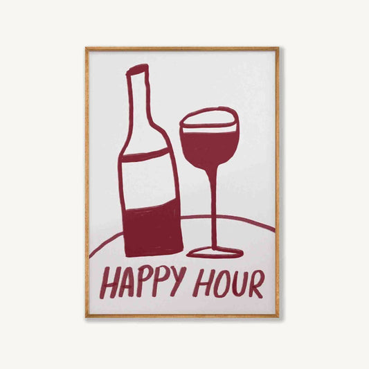 Happy Hour Wine in Tasmanian Oak Frame | Atollo Printshop
