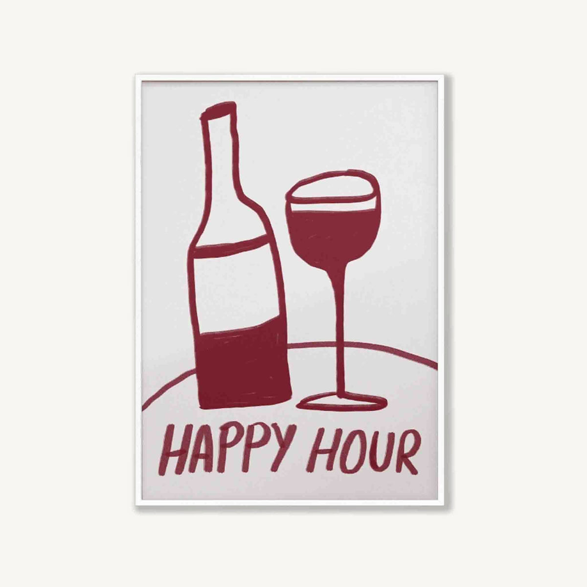 Happy Hour Wine in Matte White Frame | Atollo Printshop