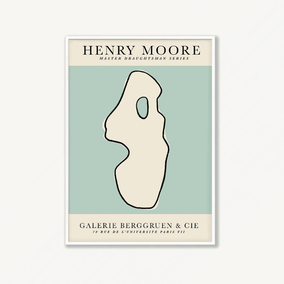 Sculptural Exhibition by Henry Moore in Matte White Frame | Atollo Printshop