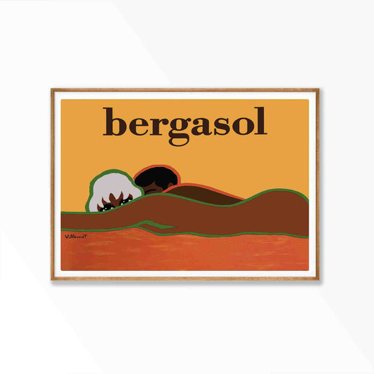 Bergasol by Bernard Villemot art print displayed in a room setting | Atollo Printshop