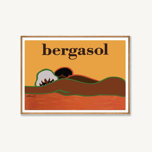 Bergasol by Bernard Villemot art print displayed in a room setting | Atollo Printshop