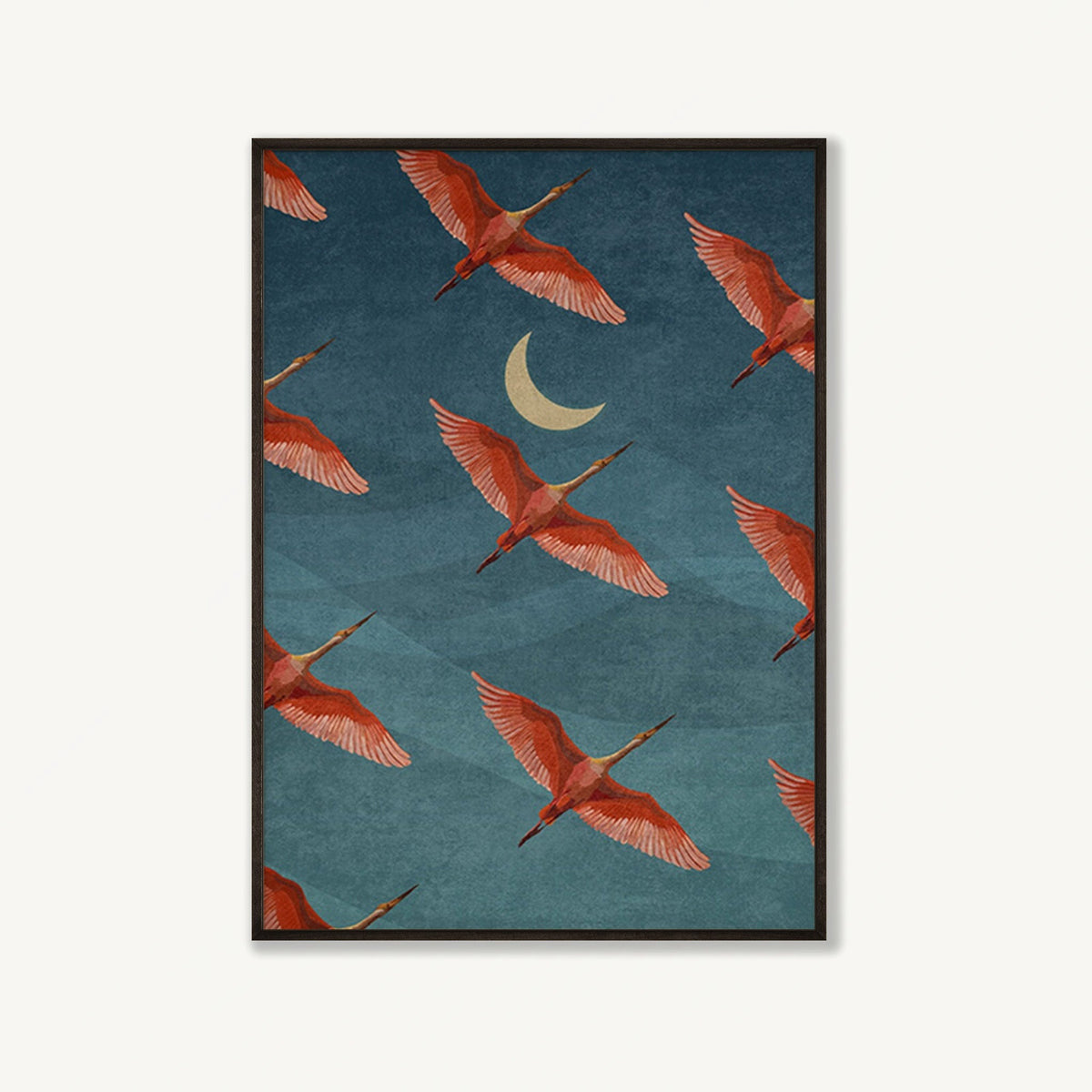 Japanese Flying Cranes in Matte Black Frame | Atollo Printshop