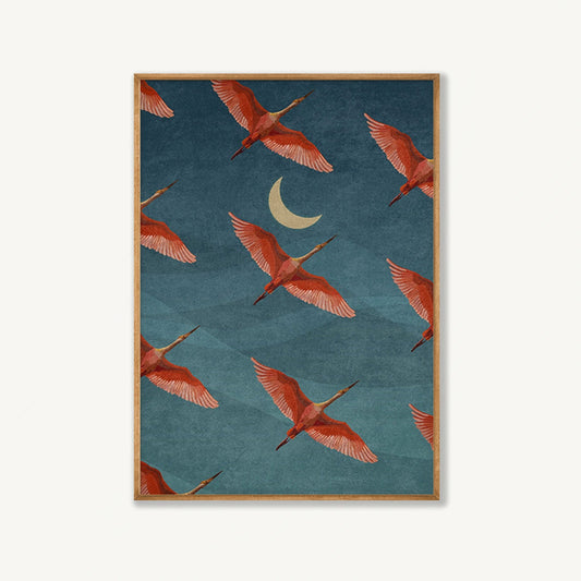 Japanese Flying Cranes in Tasmanian Oak Frame | Atollo Printshop