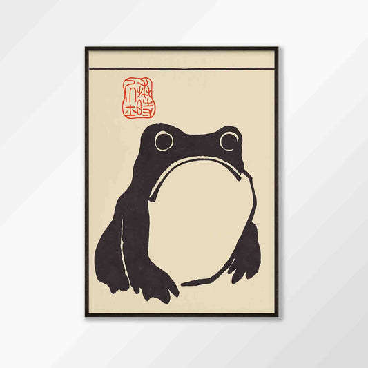 Vintage Japanese Frog in Matte Black Frame | Atollo Printshop