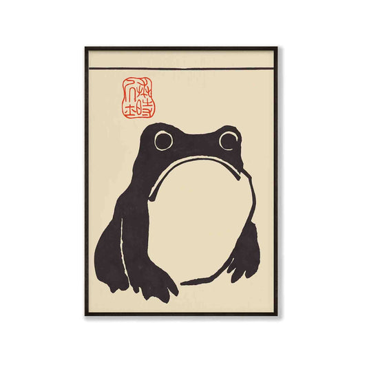 Vintage Japanese Frog in Matte Black Frame | Atollo Printshop