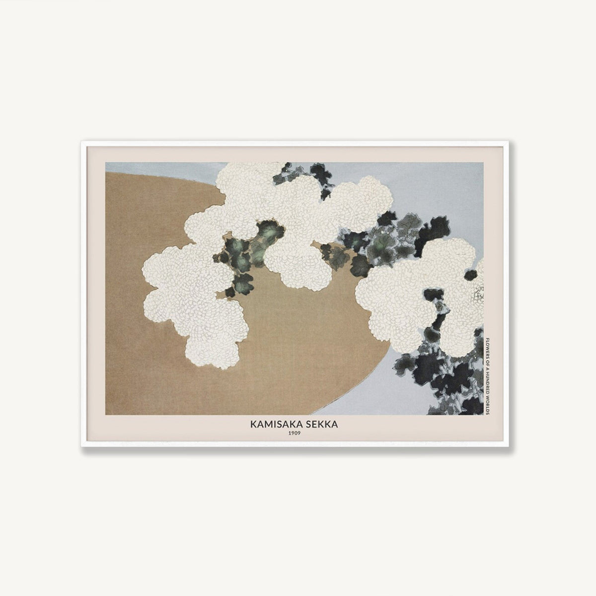 Japanese Flower by Kamisaka Sekka in Matte White Frame | Atollo Printshop