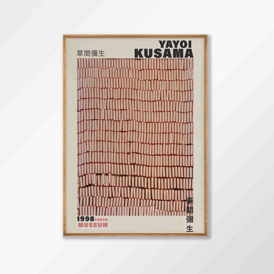 Yayoi Kusama – Red Lines in Tasmanian Oak Frame | Atollo Printshop