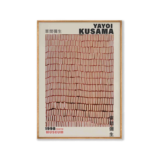 Yayoi Kusama – Red Lines in Tasmanian Oak Frame | Atollo Printshop