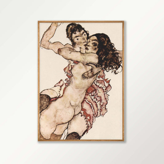 Egon Schiele – Lovers in Tasmanian Oak Frame | Atollo Printshop