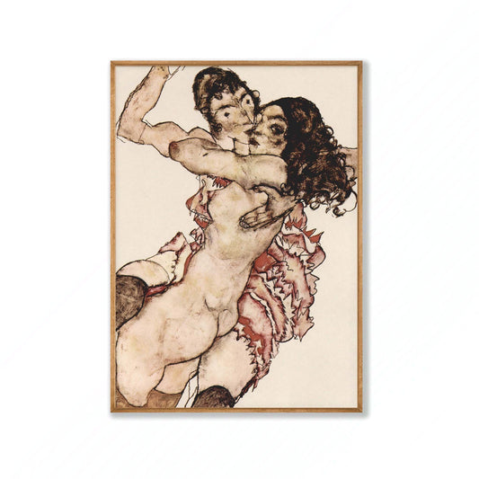 Egon Schiele – Lovers in Tasmanian Oak Frame | Atollo Printshop