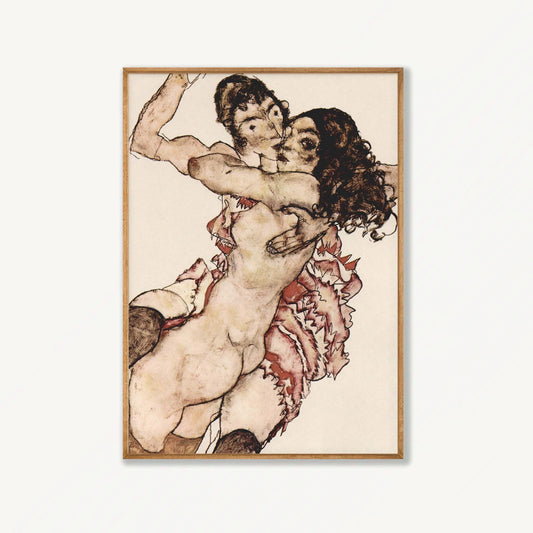 Egon Schiele – Lovers in Tasmanian Oak Frame | Atollo Printshop
