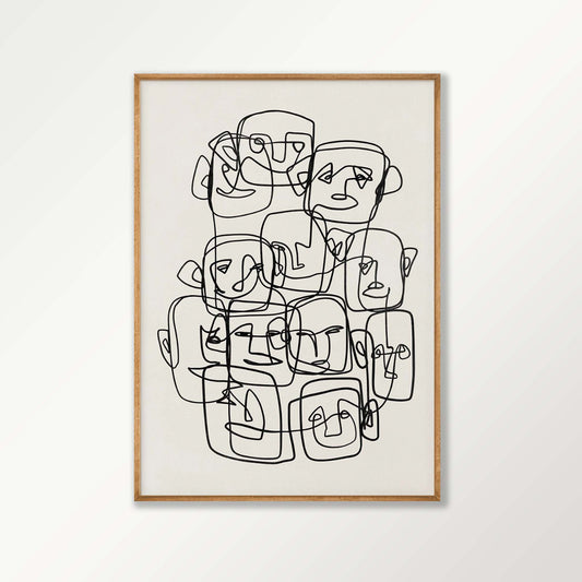 Minimal Faces Line Art in Tasmanian Oak Frame | Atollo Printshop