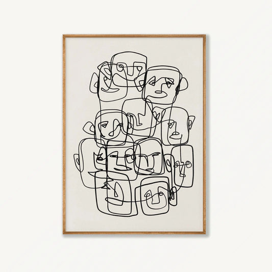 Minimal Faces Line Art in Tasmanian Oak Frame | Atollo Printshop