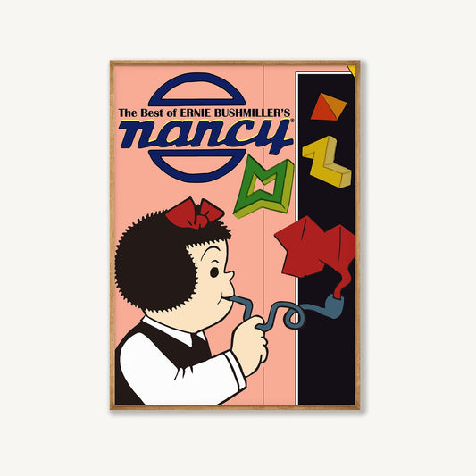 Nancy by Ernie Bushmiller art print displayed in a room setting | Atollo Printshop