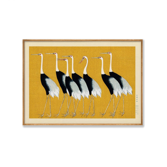 Ogata Korin Orange Cranes Japanese in Tasmanian Oak Frame | Atollo Printshop