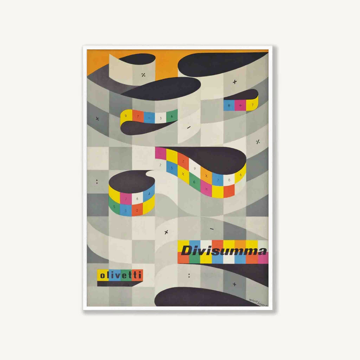 Olivetti Divisumma by Herbert Bayer in Matte White Frame | Atollo Printshop