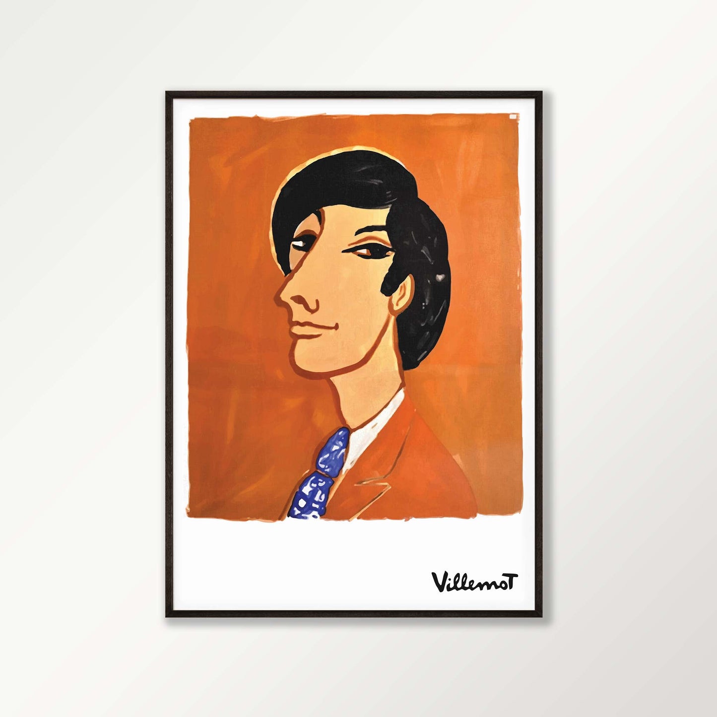Orange Man by Bernard Villemot in Matte Black Frame | Atollo Printshop