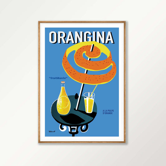 Orangina by Bernard Villemot in Tasmanian Oak Frame | Atollo Printshop