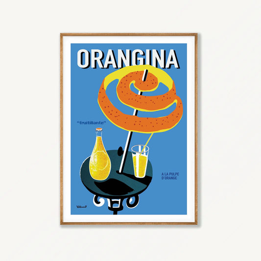 Orangina by Bernard Villemot in Tasmanian Oak Frame | Atollo Printshop