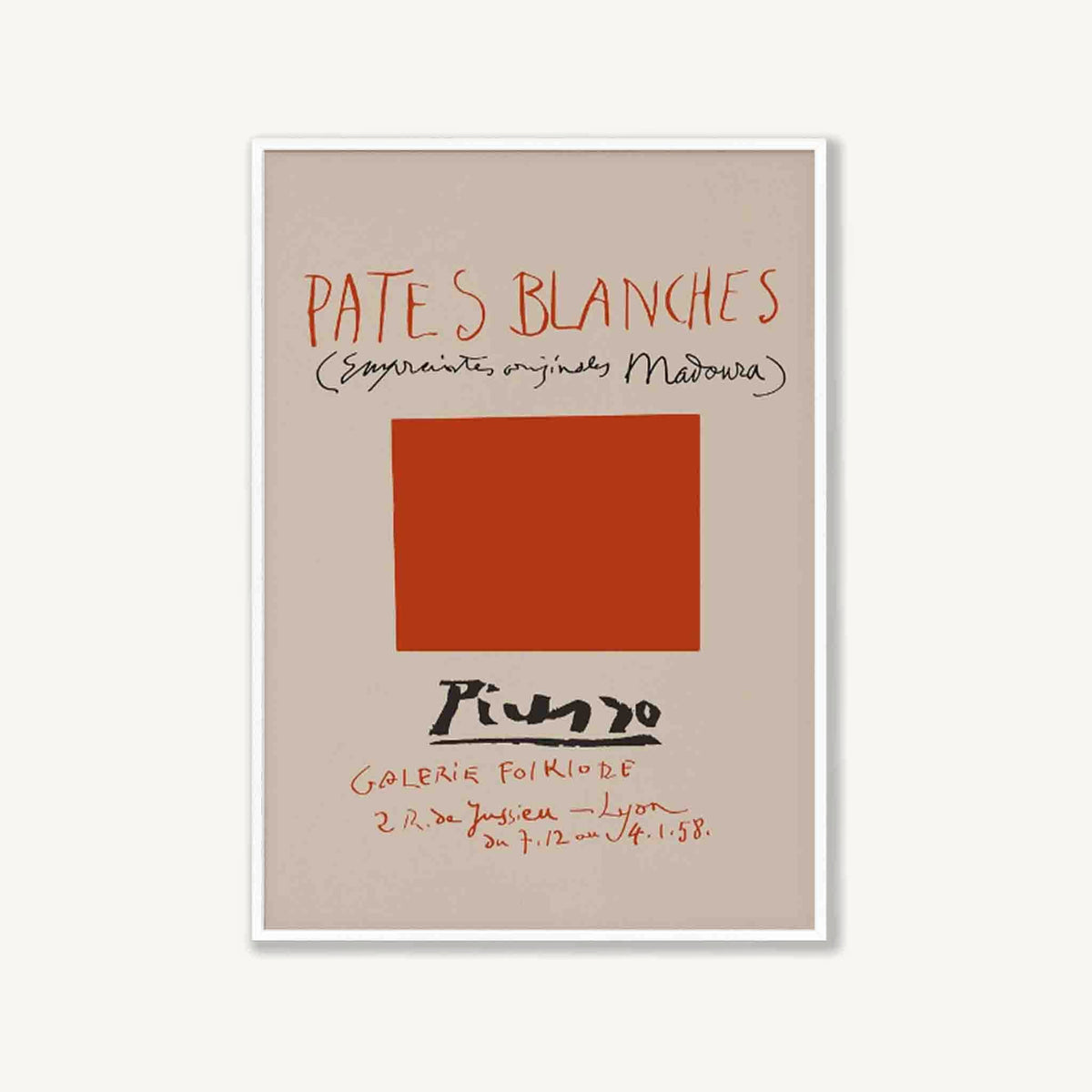 Pablo Picasso – Pates Blanches in Matte White Frame | Atollo Printshop
