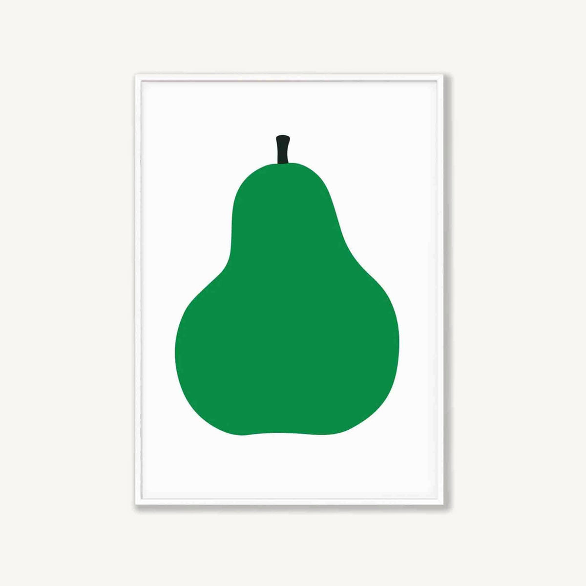 Enzo Mari – Green Pear in Matte White Frame | Atollo Printshop