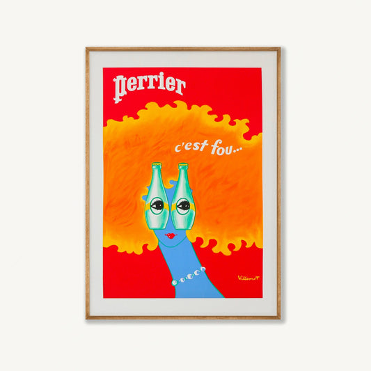 Perrier 'C'est Fou' by Villemot in Tasmanian Oak Frame | Atollo Printshop