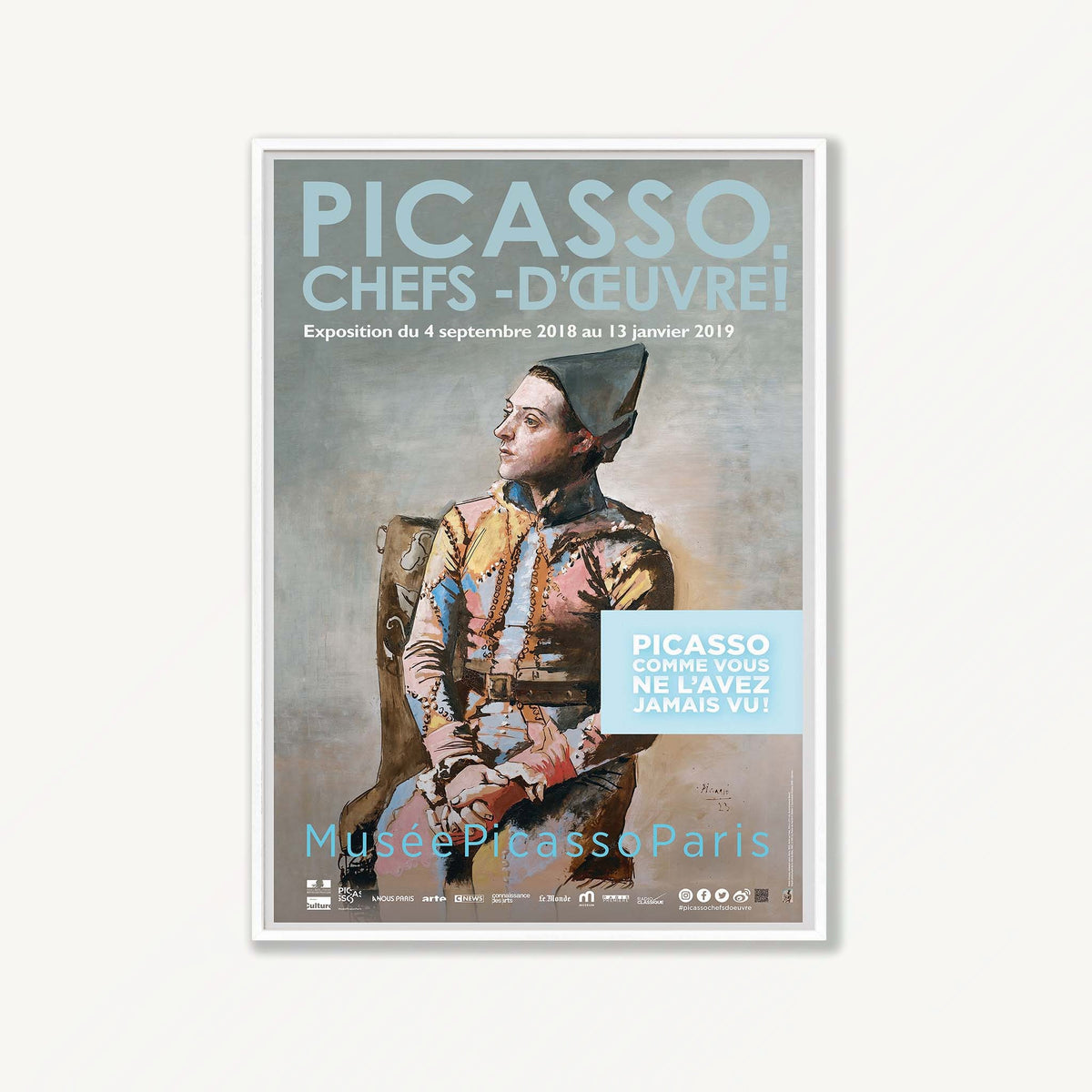 Pablo Picasso – Chef D'oeuvre Exhibition in Matte White Frame | Atollo Printshop