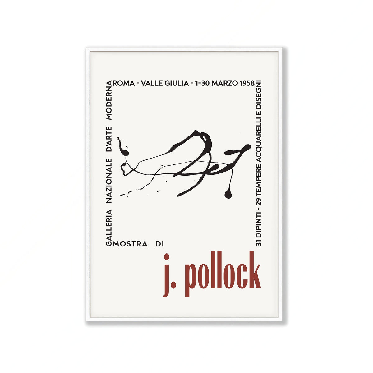 Jackson Pollock – Exhibition in Matte White Frame | Atollo Printshop