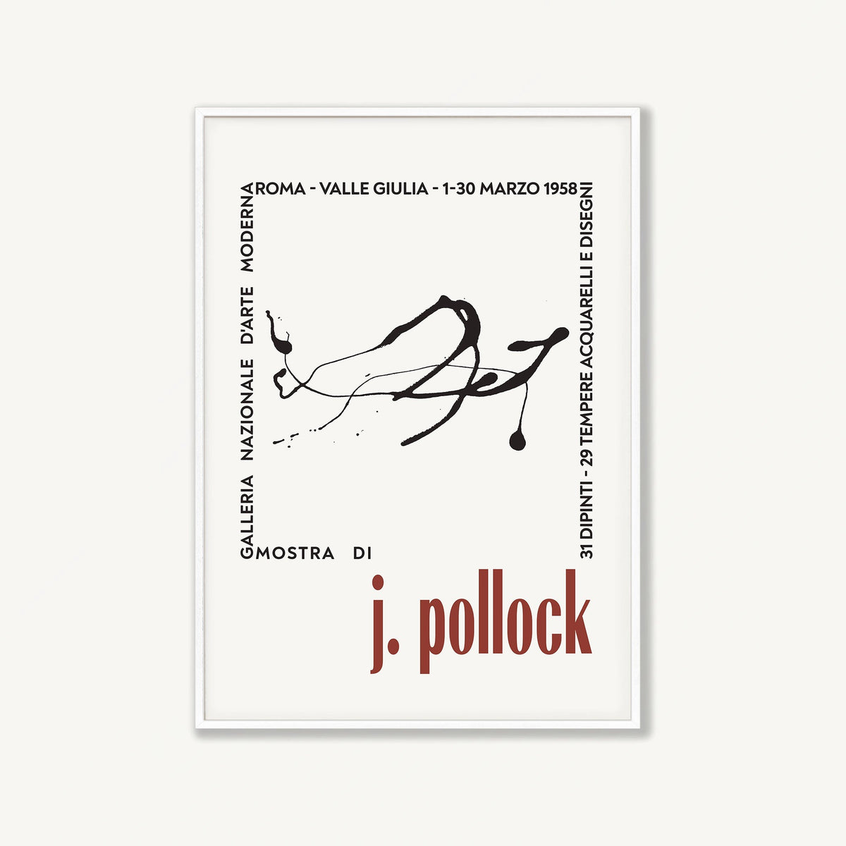 Jackson Pollock – Exhibition in Matte White Frame | Atollo Printshop