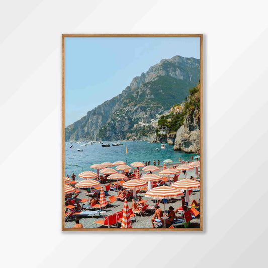 Positano Beach Umbrellas in Tasmanian Oak Frame | Atollo Printshop