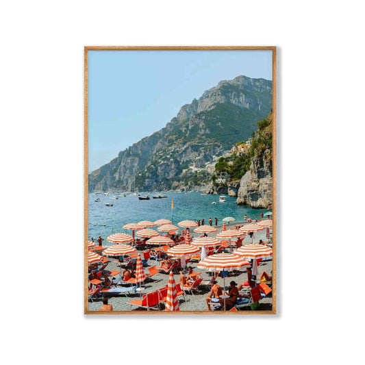 Positano Beach Umbrellas in Tasmanian Oak Frame | Atollo Printshop