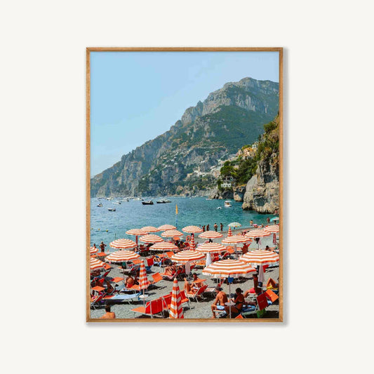 Positano Beach Umbrellas in Tasmanian Oak Frame | Atollo Printshop